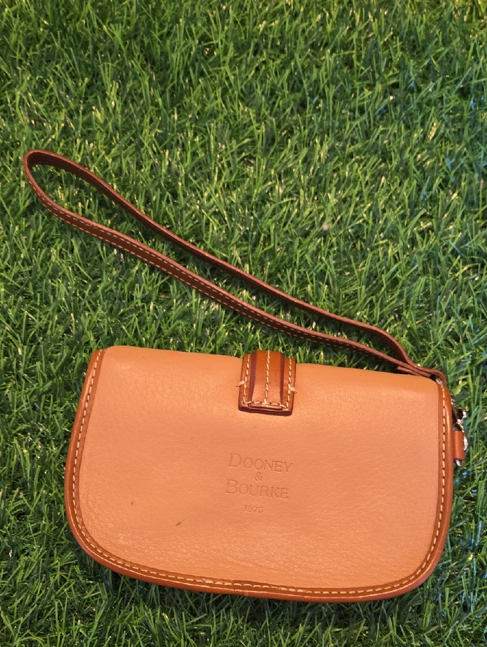 Dooney & Bourke Saddle Brown Leather Wristlet Clutch